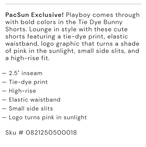 Pacsun x Playboy Tie Dye Shorts - Picture 2 of 13